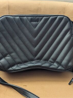 Aldo Black Quilted Chevron Crossbody Bag
